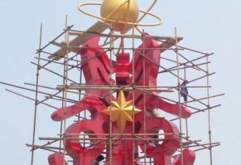 萬(wàn)盛景觀科技之星雕塑選用，美陳雕塑，抽象不銹鋼科技之星雕塑標(biāo)準(zhǔn)